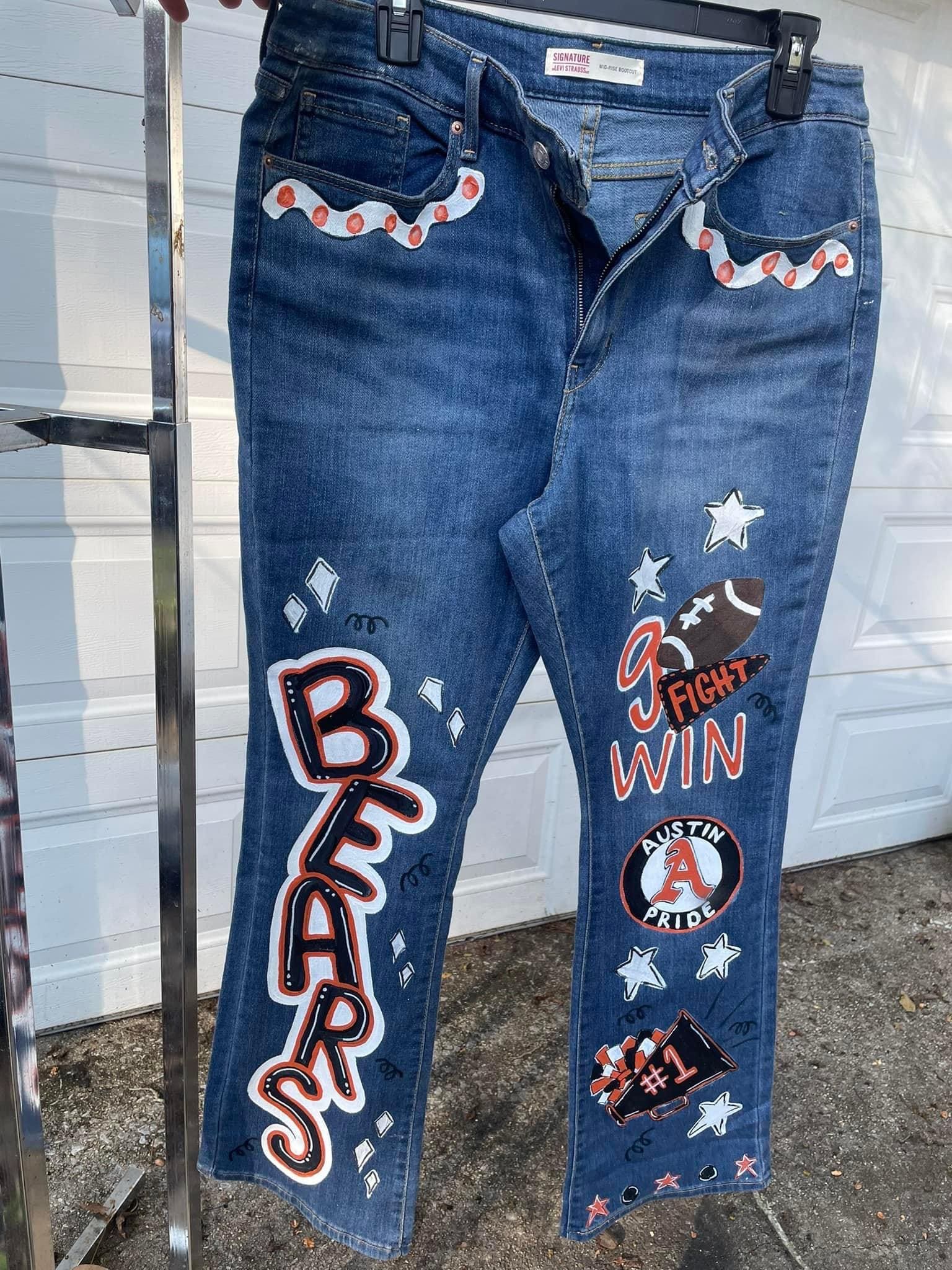 Painted Jeans, Custom Jeans, Hand Painted Jeans, Senior Painted Jeans, Custom Jeans, Hand Painted Jeans, Senior