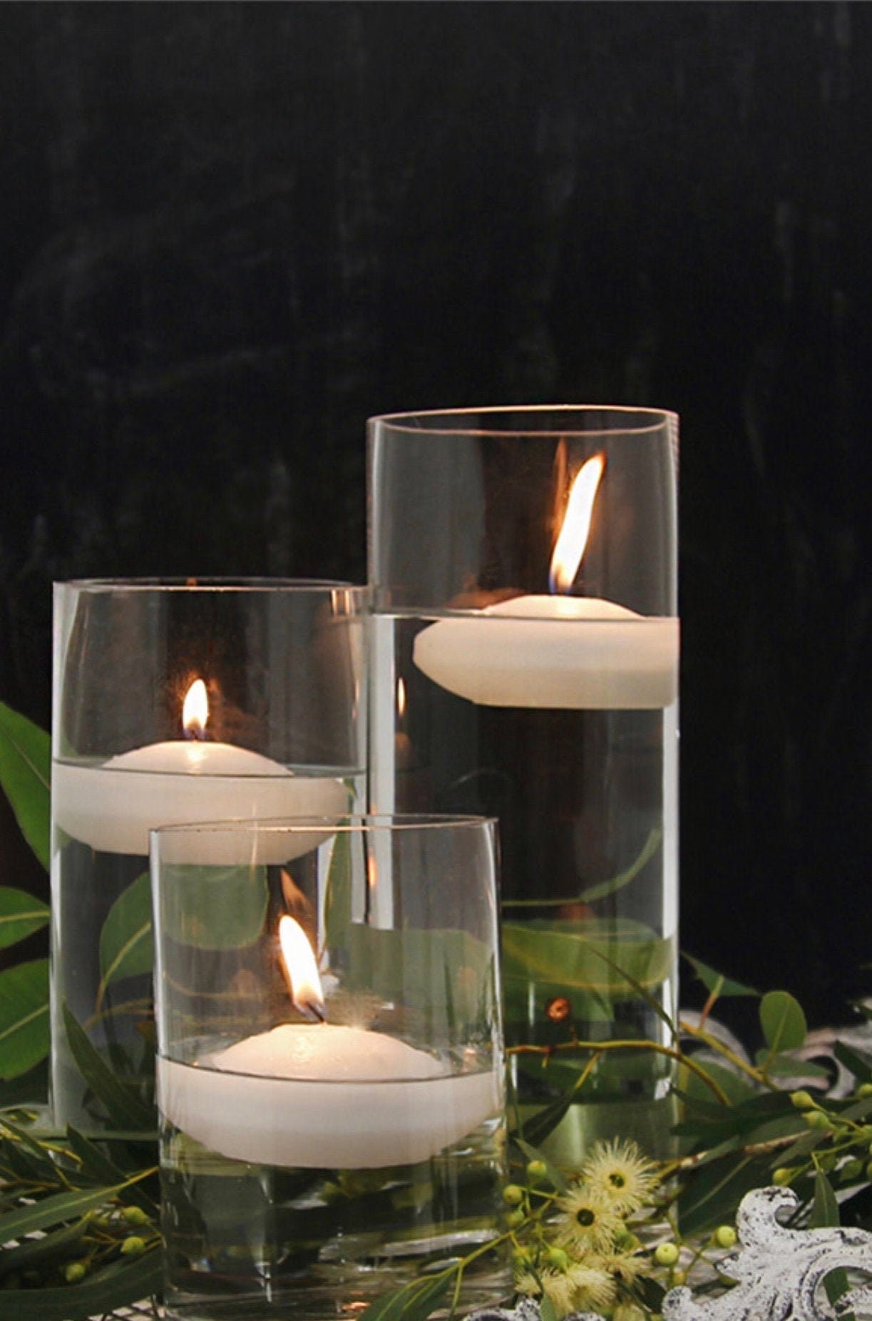 WHITE FLOATING CANDLES / Large Wedding Candles / 7 Hour Burn Etsy