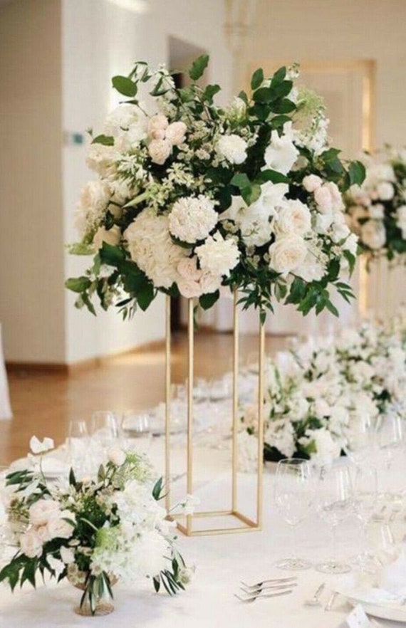 SET OF 2 Gold 100cm 80cm Metal Flower Stand Wedding Centrepiece Floral Stand 