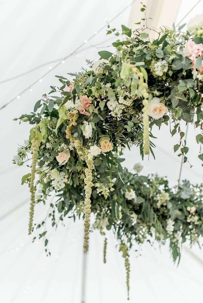 CIRCLE FLOWER CHANDELIER / Large Floral Wedding Hanging Hoops Etsy