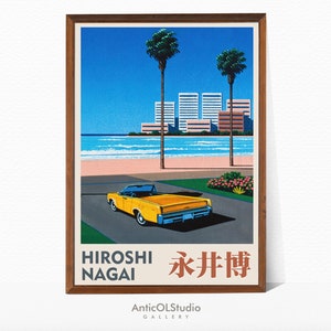 Hiroshi Nagai, Tropical Vibes, Retro Art, Urban Landscapes, Pastel Colors, Japanese Artist, Sunny Days, Pop Art, Digital poster