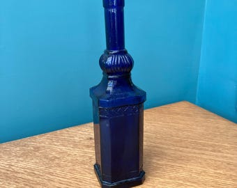 Antique Bristol Blue Bottle Hand Made with Handcrafted Detail