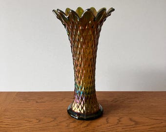 A Northwood Carnival Glass Vase 24cm Tall