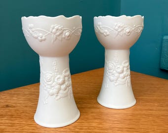 A Pair of White Porcelain Candle Holders made by AK Kaiser in the 1970s