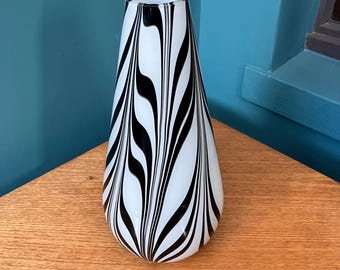A Large Art Glass Zebra Stripe Vase by Jarek Kozlowski, Poland 40cm tall