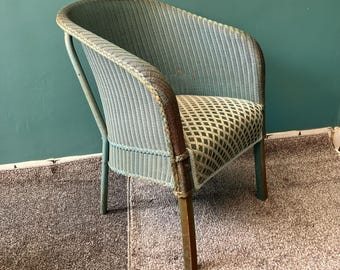 Lloyd Loom Chair in Teal with Sprung Upholstered Seat