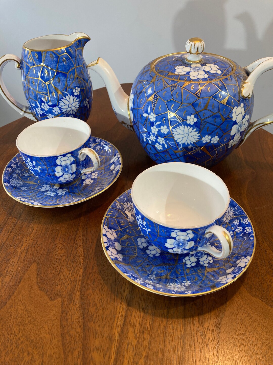 19th Century Copland Spode Tea Set. Gilded Cracked Ice and Etsy Australia