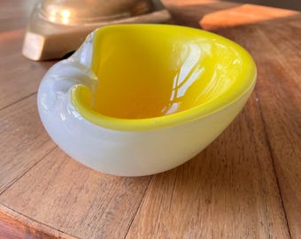 A Murano Glass Somerso Yellow and White Ring Dish