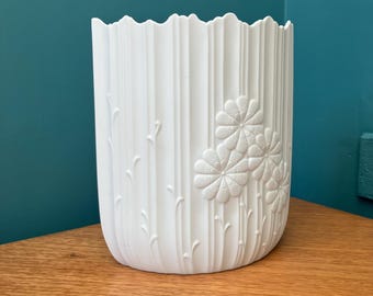 A Large White Bisque Porcelain Vase Made in the 1970s by AK Kaiser, Germany