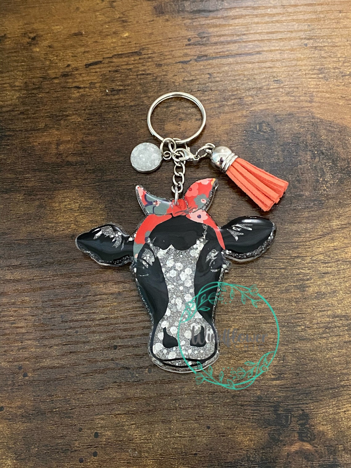 Cow With Bandana Keychain Cow Keychain Cute Keychains Etsy