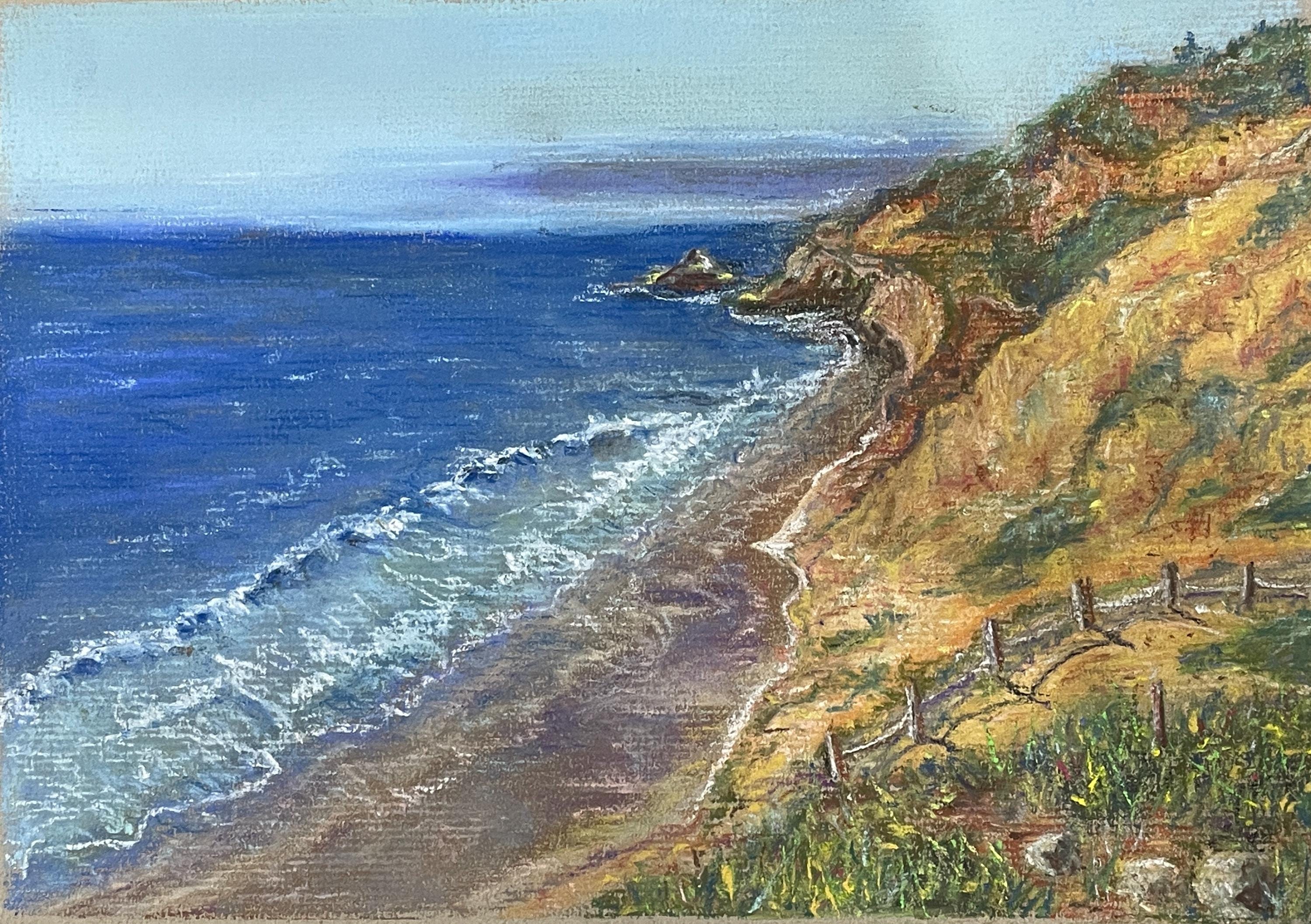 Original Pastel Painting- Pacifica Beach and Cliffs