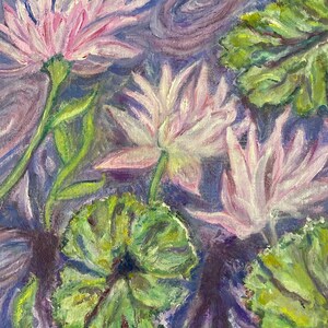 Original Oil Painting- Life In Lavender Series- Water Lilies In Lavender Pond