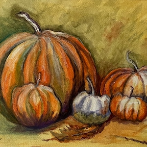 Original Watercolor-Pretty Pumpkins