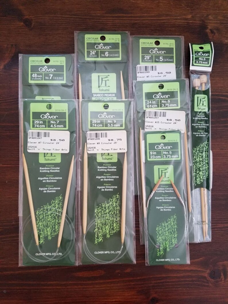 Clover Knitting Needles Bundle Straight & Circular Bamboo Etsy