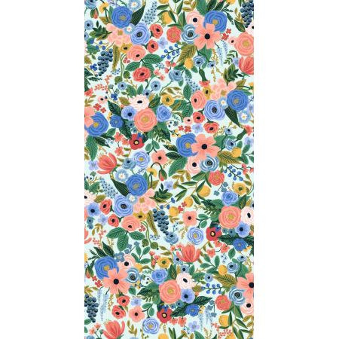 Rifle Paper Co Wildwood Petite Garden Party Blue Fabric Etsy