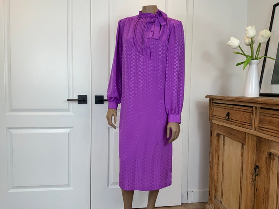 Vintage Pussybow Midi Dress With Pockets, Secretar