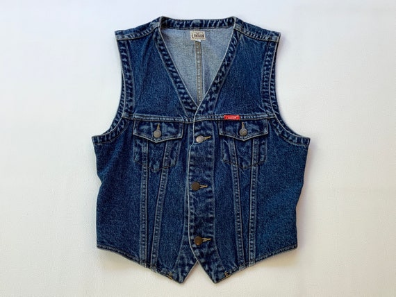 90s Men’s Western Denim Vest / Sleeveless Jacket,