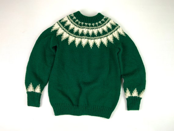 Vintage Green Hand Knit Sweater, Mary Maxim Grandm