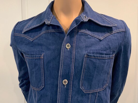 1960s Denim Shirt Jacket, Medium / Large, Unisex,