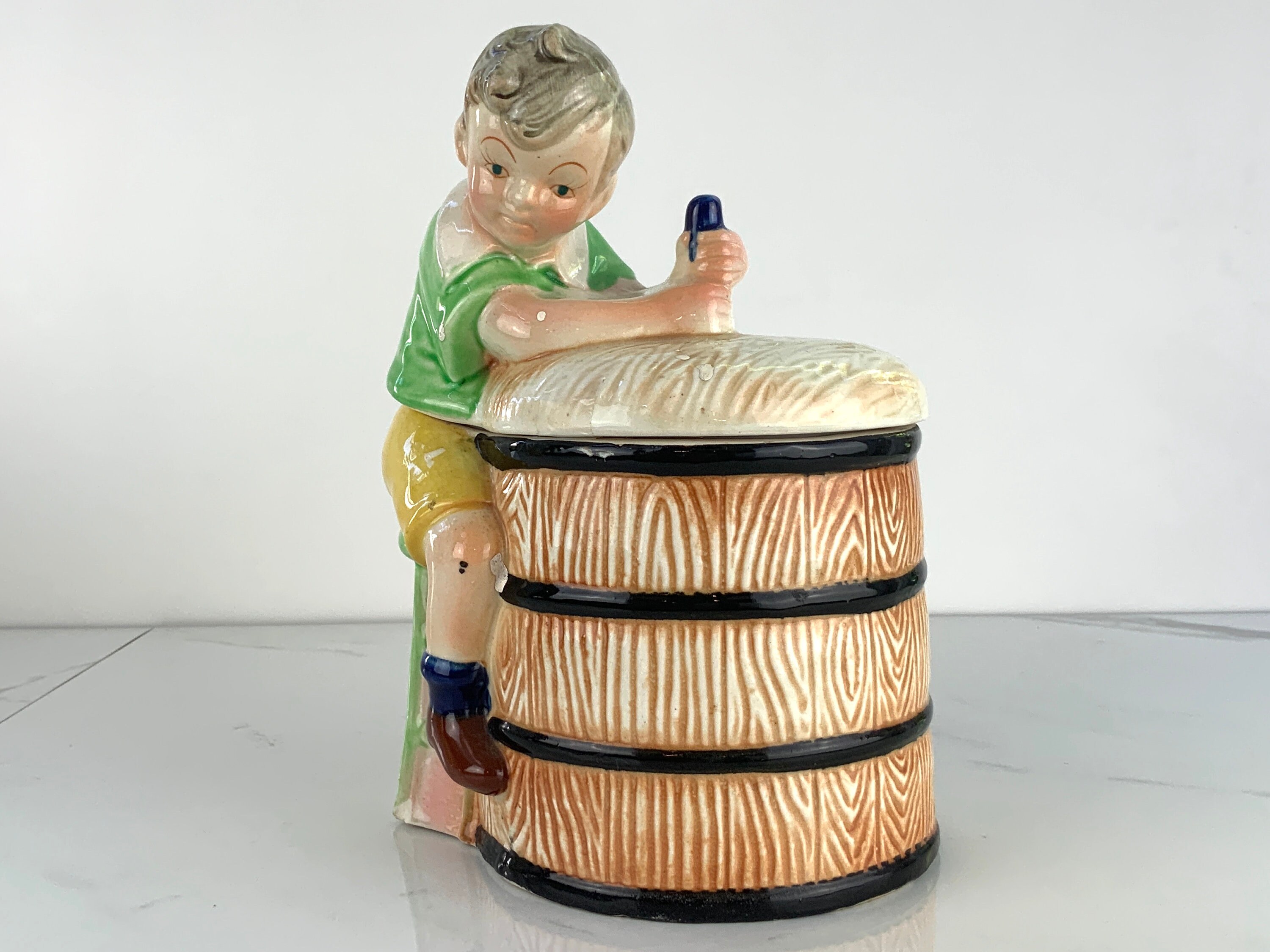 Vintage Cookie Jar Butter Churning Boy Cookie Jar Etsy