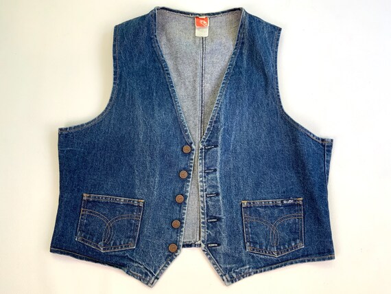 70s GWG Western Denim Vest / Sleeveless Jacket, Me