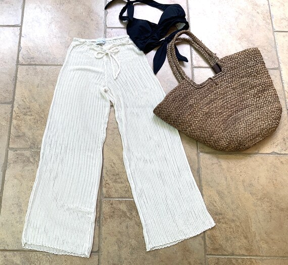 Jordan Taylor Ivory Mesh Pants, 80s 90s, Beach Poo