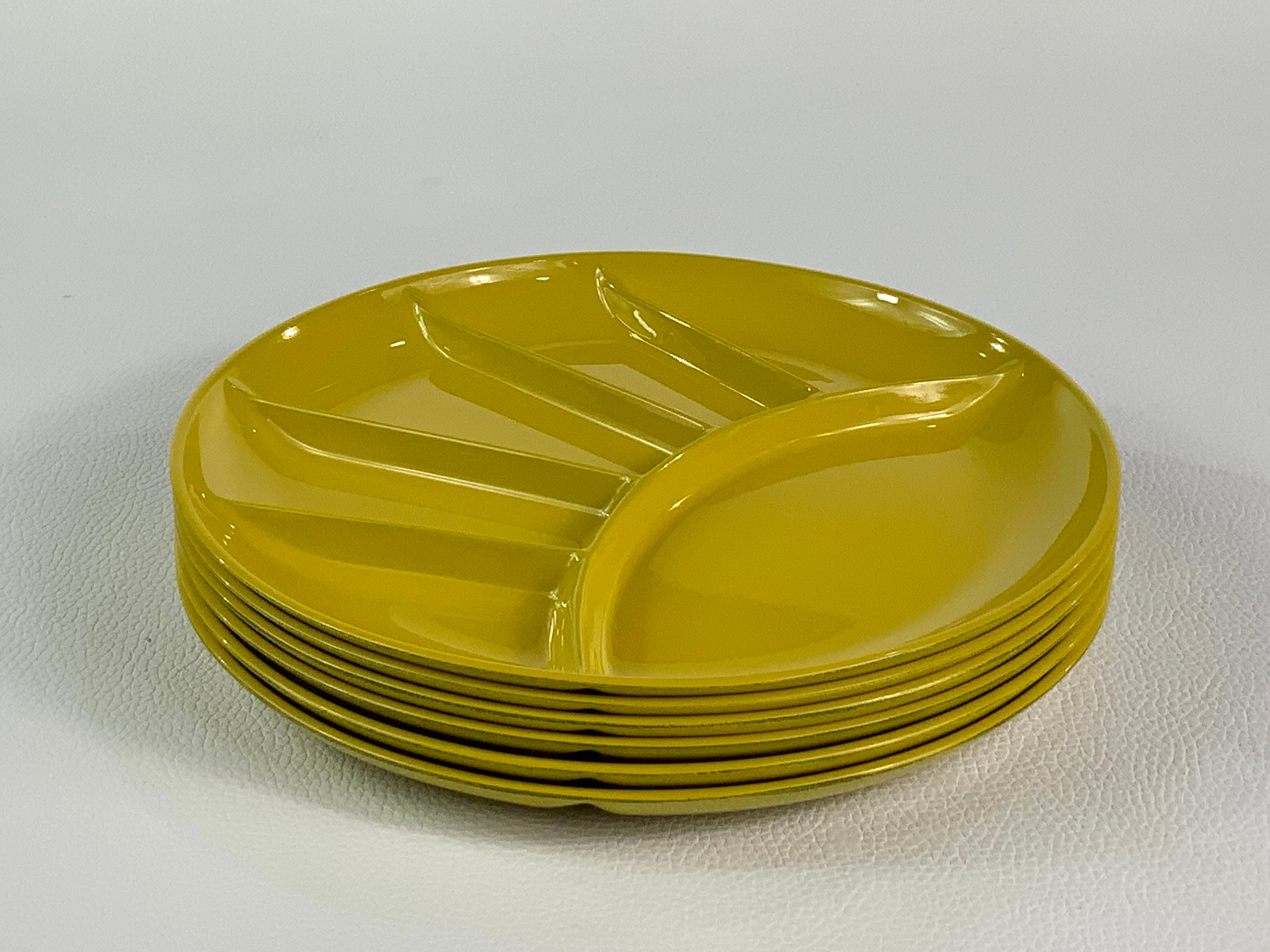 Set of 6 Retro Divided Melamine Snack Plates / Fondue Plates / Etsy