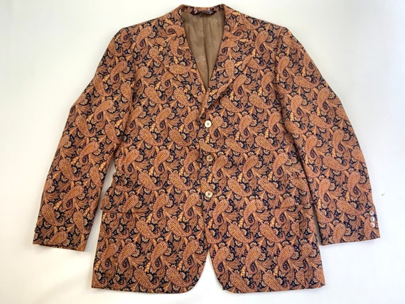 44” 70s Paisley Wool Blazer, Mod Paisley Sport Coa