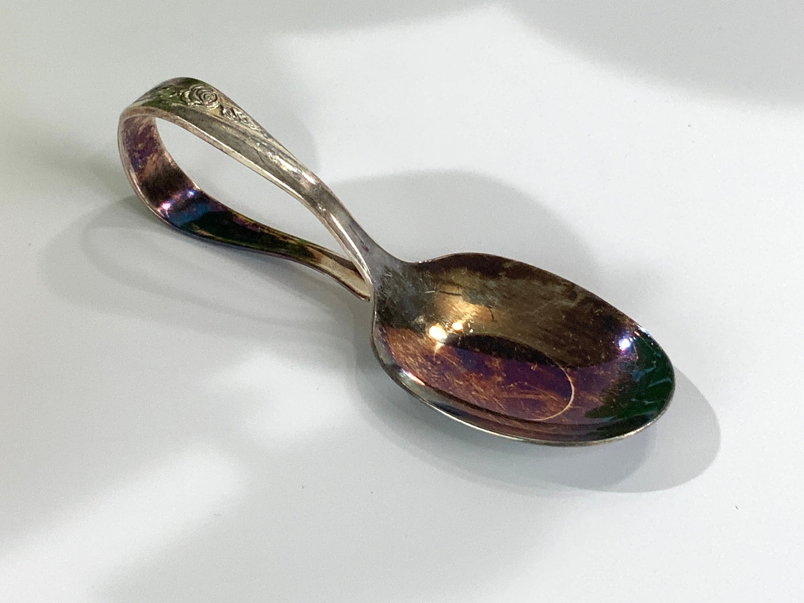 Silver Baby Spoon Silver Plated Vintage Bent Baby Spoon Etsy