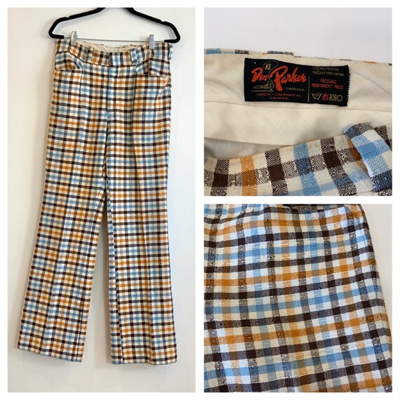 Men’s 70s Plaid/Check Pants, 32x32, Don Parker Bra