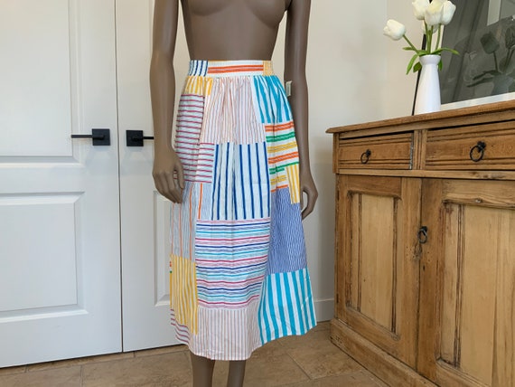 Adorable 70s Cotton Skirt, Small, Patchwork Style