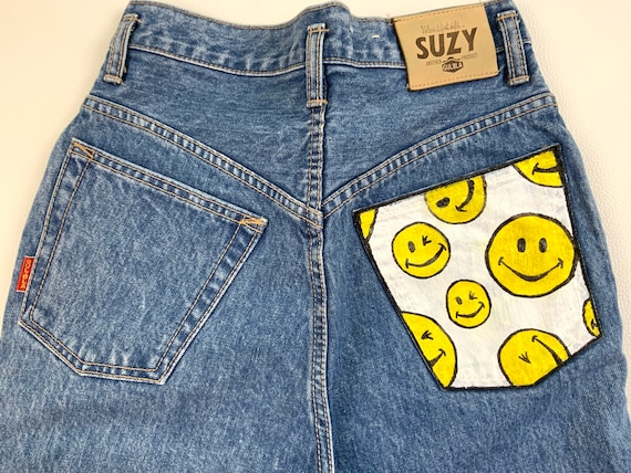 Happy Face Painted Gulbla Jeans, Waist 26