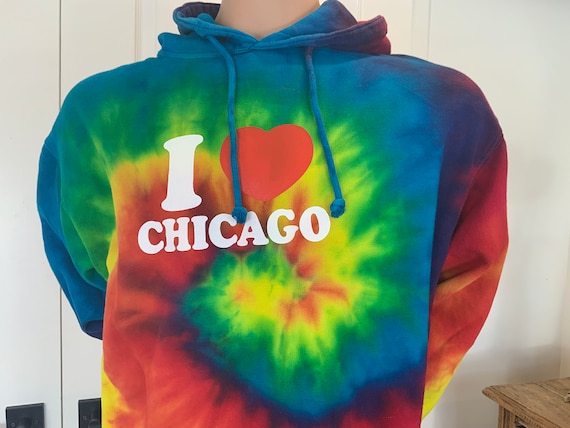 90s Tie Dye Pullover Hoodie, Medium, Rainbow Tie D