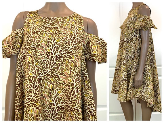 Gorgeous Batik Summer Dress, Ethnic Print Asymmetr