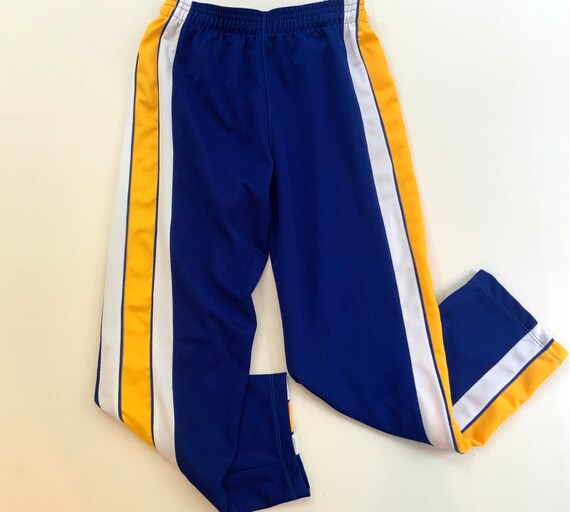 Retro Mesh Athletic Pants / Striped Blue Yellow Wh