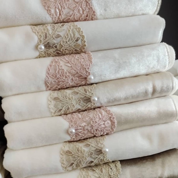 Elegant Organic Cotton TURKISH HAND TOWEL,Bathroom Hand Towels,Face Towel,Soft And Luxury Pink and Beige Lace Towel velvet French lace towel