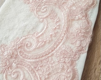 TURKISH HAND TOWEL,Organic CottonTowel,Bathroom Hand Towels,Face Towel,Soft And Natural Cotton Luxury Light Pink Lace Towel