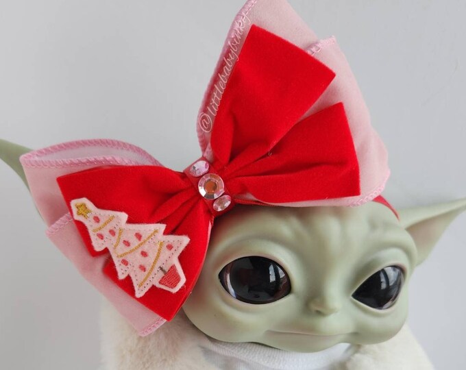Rebern Bow Pink Tree Bow,baby Yoda Bow,baby Yoda Headband, Christmas Bows, Holiday ...