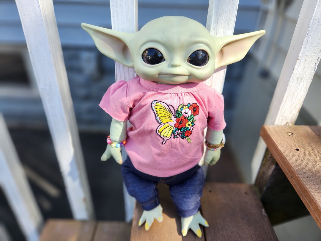 Butterfly Tee, Reborn Clothes, Baby Yoda Clothes,clothes for Dolls