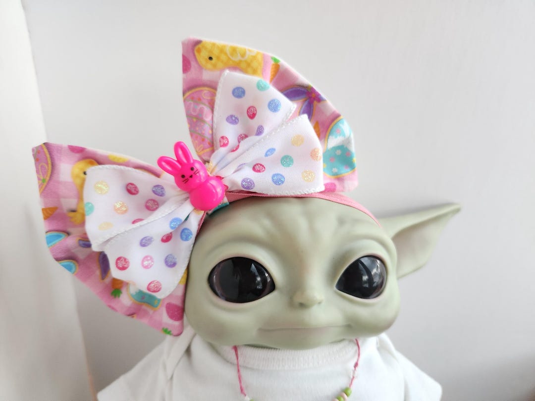 Rebern Bow Pink Bunny Peep Bow, Baby Yoda Accessories, Doll Accessories, Reborn ...