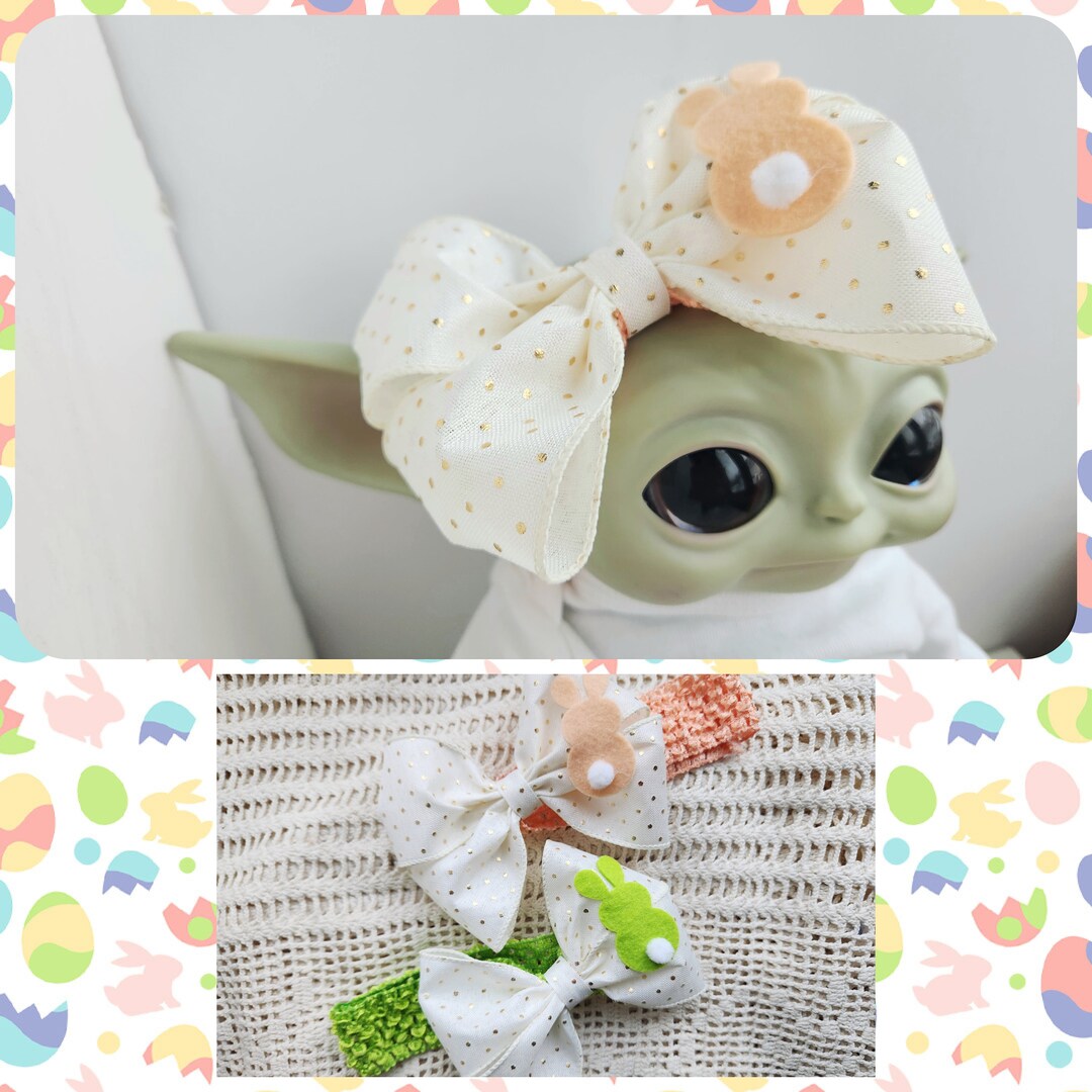 Rebern Bow Bunny Crochet Bows Headband, Baby Yoda Bow, Bunny Headband, Easter Bow ...