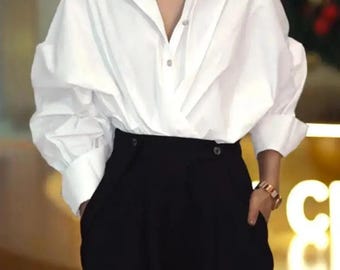 Chic and Cozy: Cotton Batwing Blouse for Stylish Women