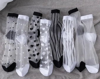 Women&#39;s Transparent Mesh Fishnet Short Socks