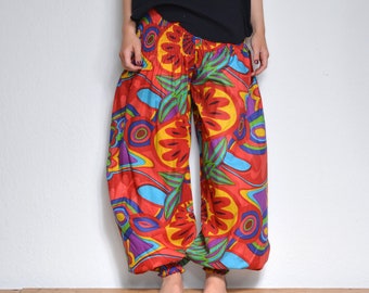 HAREM TROUSERS Bold Genies Print Cotton HIPPY BOHO Alibaba Genie YOGA hippy