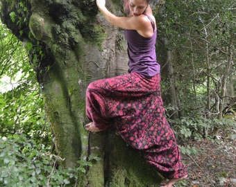 Winter paisley Fleece HAREM TROUSERS - Hippy Festival Alibaba Pants with pockets