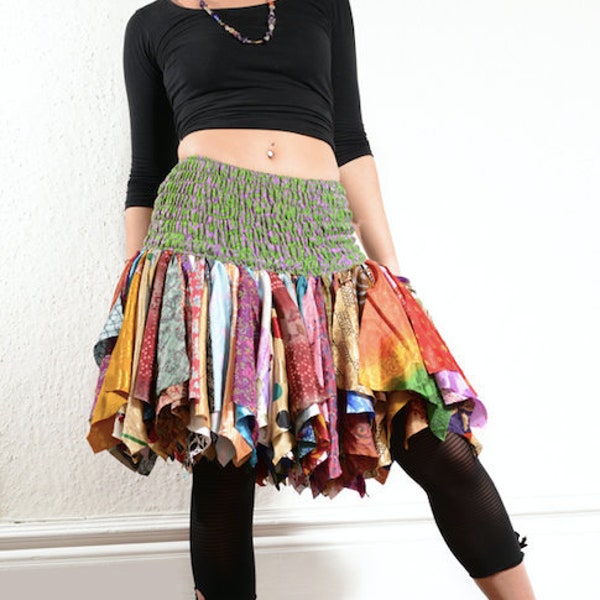 Hippy Hankey Skirt Recycled Silk Festival Tutu