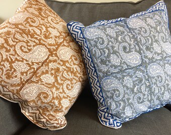 Block print pillow | Etsy Hand block printed Red paisley Pillow