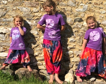 Girls Boys Tie dye harem pants baggy summer hippy hippie boho trousers 1-6 years