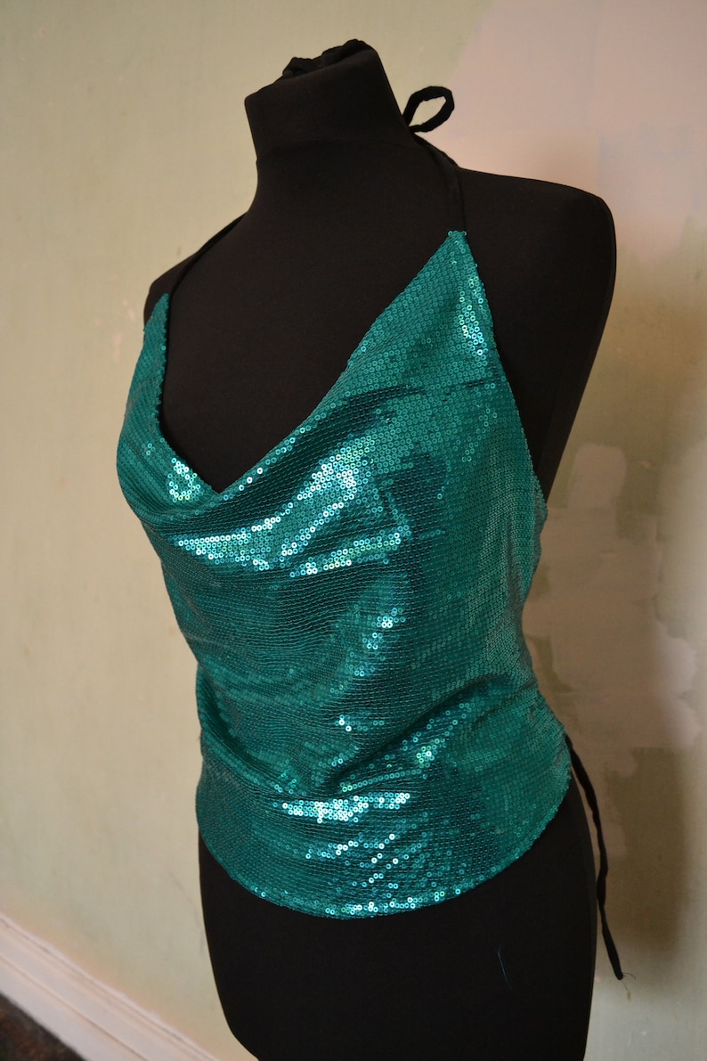 Women Crop Tops Backless Bralette Summer Sequin Vest Top Tie Back Festival Hippy