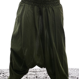 ORGANIC COTTON HAREM Trousers, Aladdin Alibaba Genie Pants, Unisex Yoga Festival hippie harems Kahki